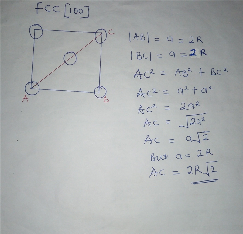 In terms of the atomic radius, R, determine the distance between the centers of adjacent-example-1