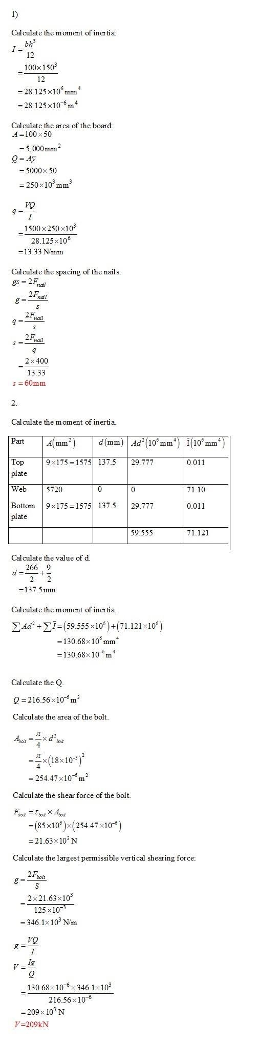 Three full-size 50 × 100-mm boards are nailed together to form a beam that is subjected-example-1