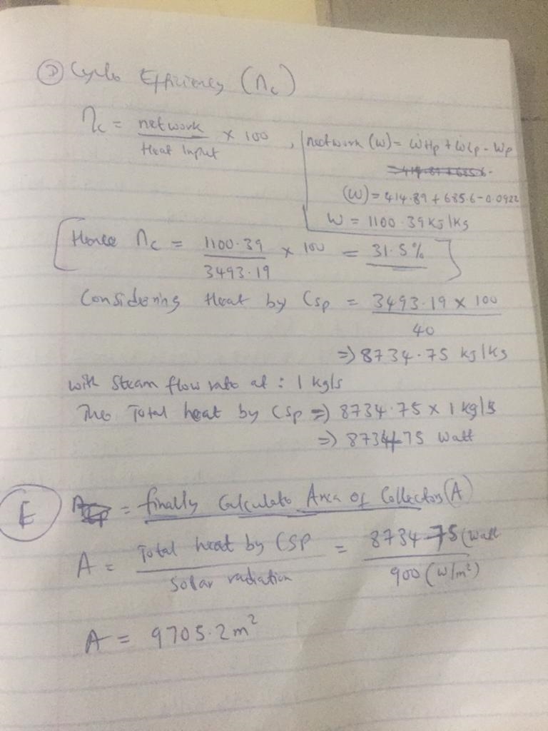 Q.4 In a reheat Rankine-cycle power plant, a concentrator solar plant (CSP) system-example-2