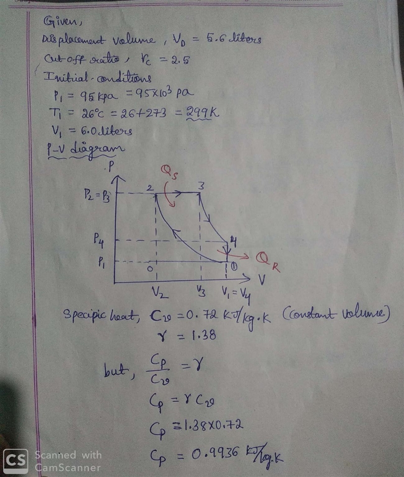 A specific internal combustion engine has a displacement volume VD of 5.6 liters. The-example-1