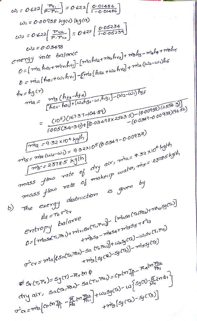 Liquid water enters a cooling tower operating at steady state at 40°C with a mass-example-2