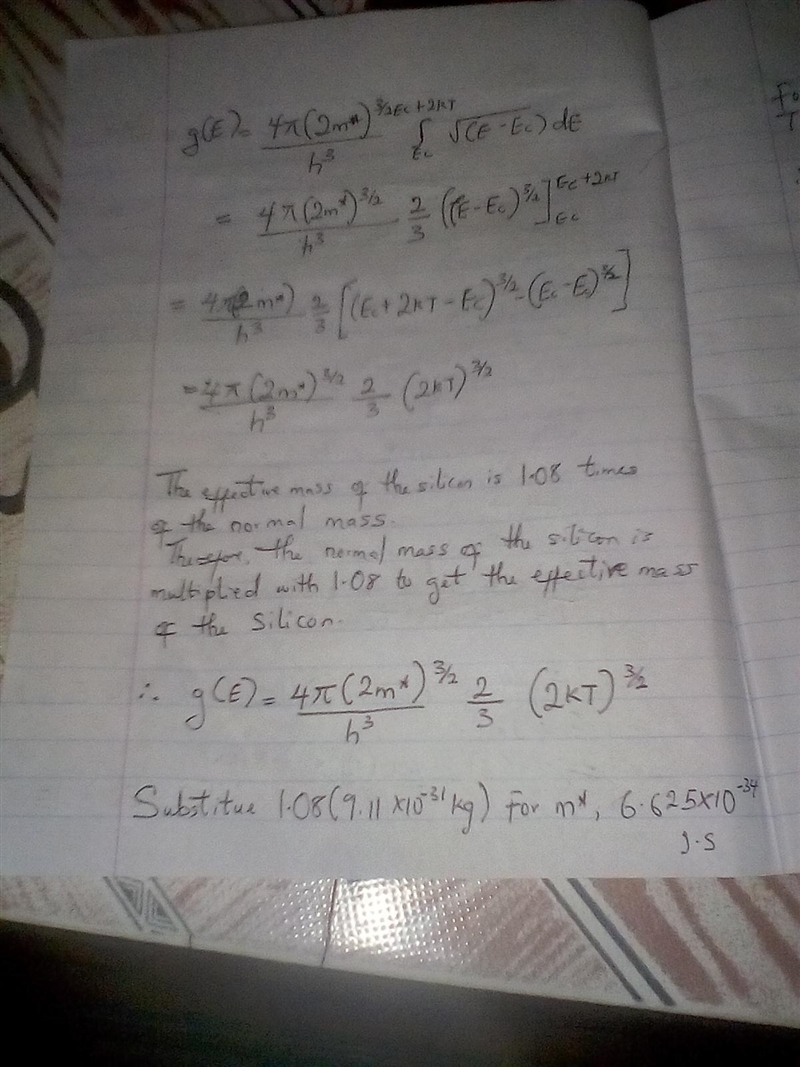 (a) Determine the total number (#/cm³ ) of energy states in silicon between Ec and-example-5