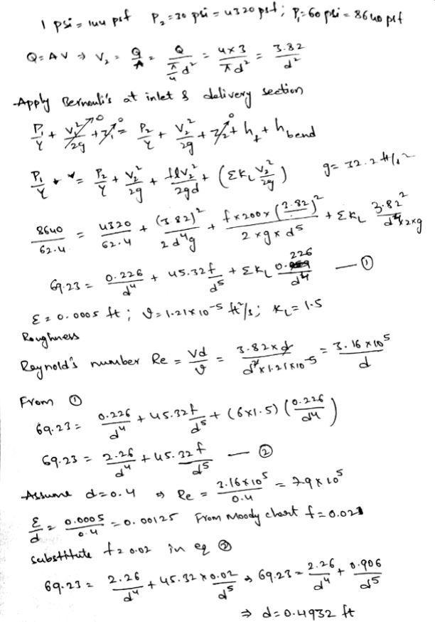 A certain process requires 3.0 cfs of water to be delivered at a pressure of 30 psi-example-1