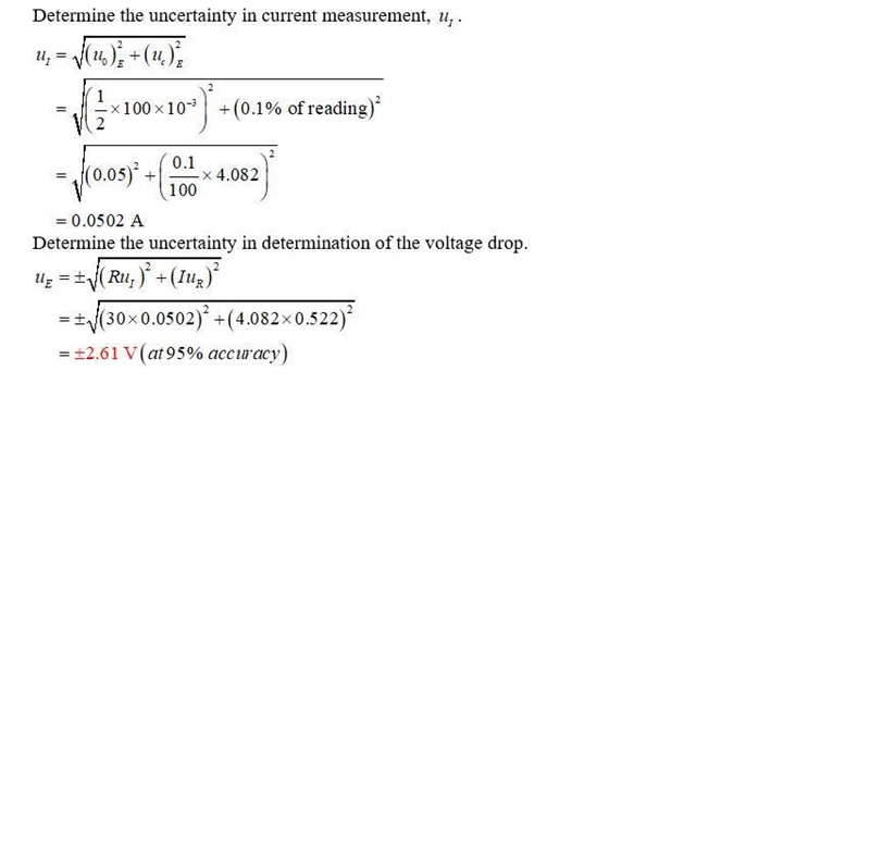 Estimate the design-stage uncertainty in determining the voltage drop across an electric-example-2