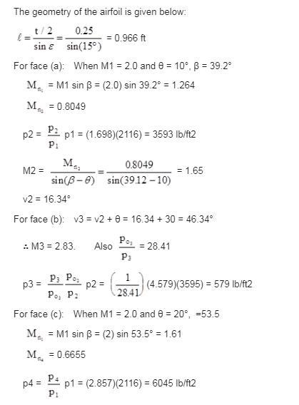 Using shock-expansion theory, calculate the lift and drag (in pounds) on a symmetric-example-1