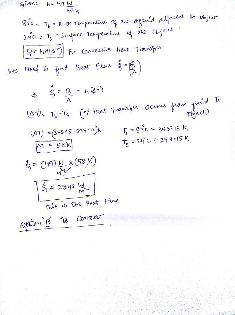 What is the heat flux (W/m2) to an object when subjected to convection heat transfer-example-1