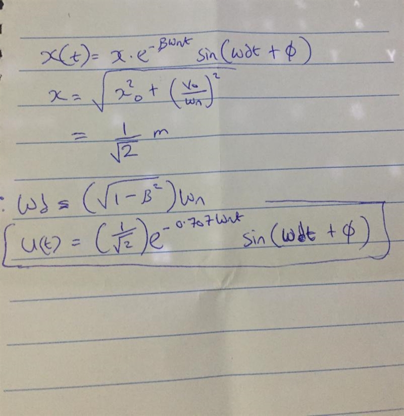 Compute the solution to x + 2x + 2x = 0 for Xo = 0 mm, vo = 1 mm/s and write down-example-1