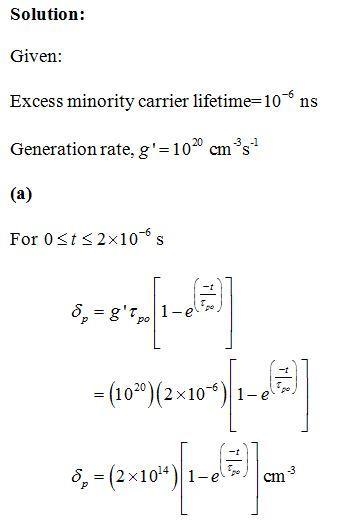 The semiconductor is a homogeneous, p-type material in thermal equilibrium for t ≤ 0. The-example-1