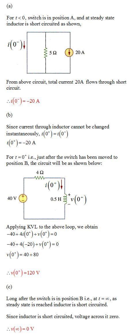 The switch has been in position a for a long time. At t = 0, the switch moves from-example-1