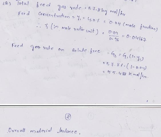 A gas stream contains 4.0 mol % NH3 and its ammonia content is reduced to 0.5 mol-example-1