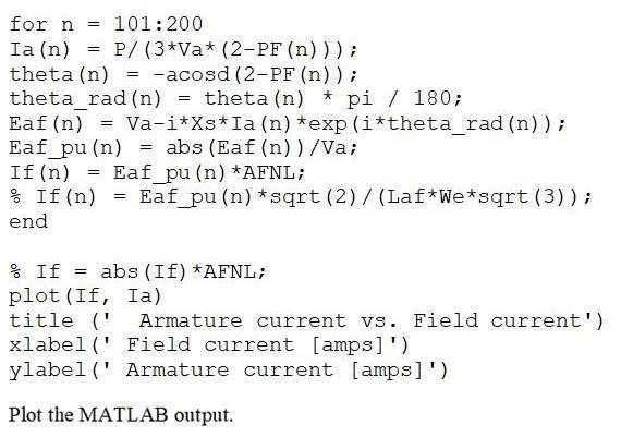 c. For a constant load power of 700 kW, write a MATLAB script to plot the terminal-example-2