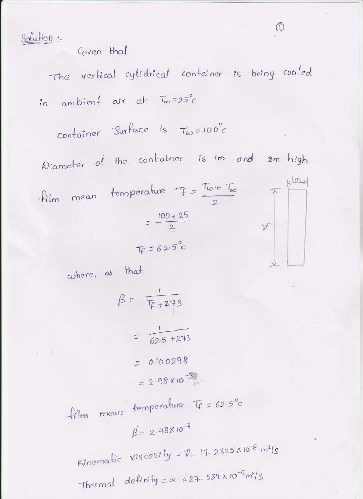 a vertical cylindrical container is being cooled in ambient air at 25 °C with no air-example-1