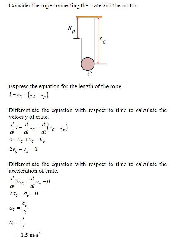 The motor draws in the cable with an acceleration of 3 m/s2. The beam has a uniform-example-1