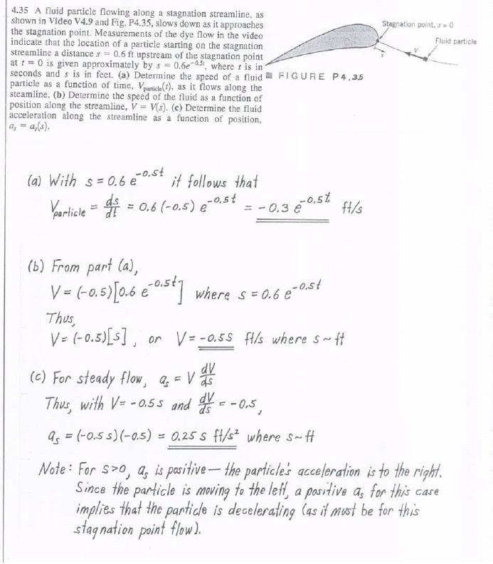 A fluid particle flowing along a stagnation streamline, as shown in Video V4.9 and-example-1