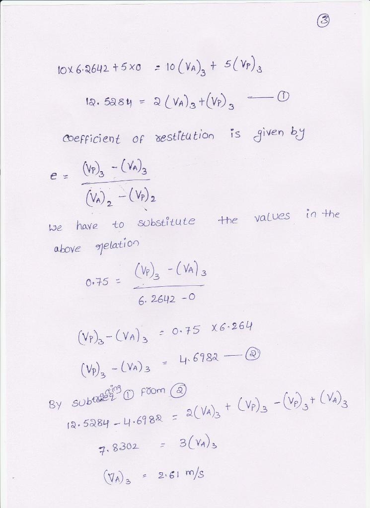 A 10-kg block A is released from rest 2 m above the 5-kg plate P, which can slide-example-2