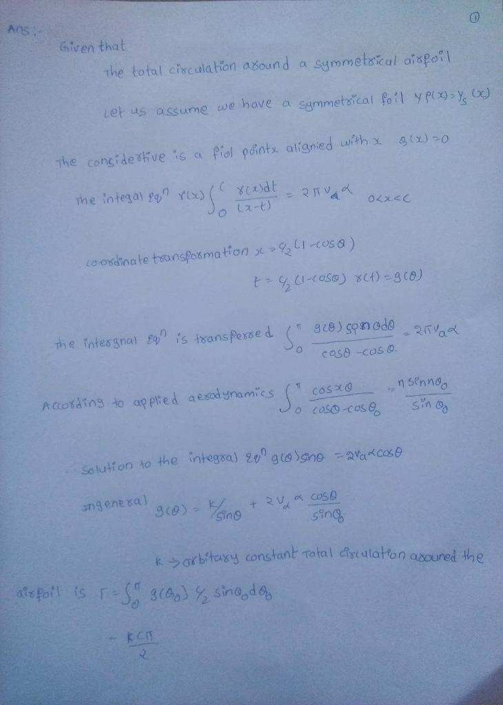 Compute the total circulation around a symmetrical airfoil whose circulation distribution-example-2