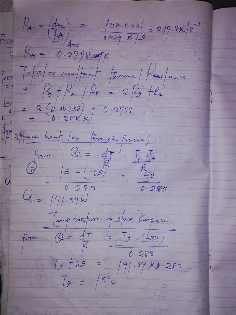 A glass window pane, 1 m wide, 1.5 m high, and 5 mm thick, has a thermal conductivity-example-3