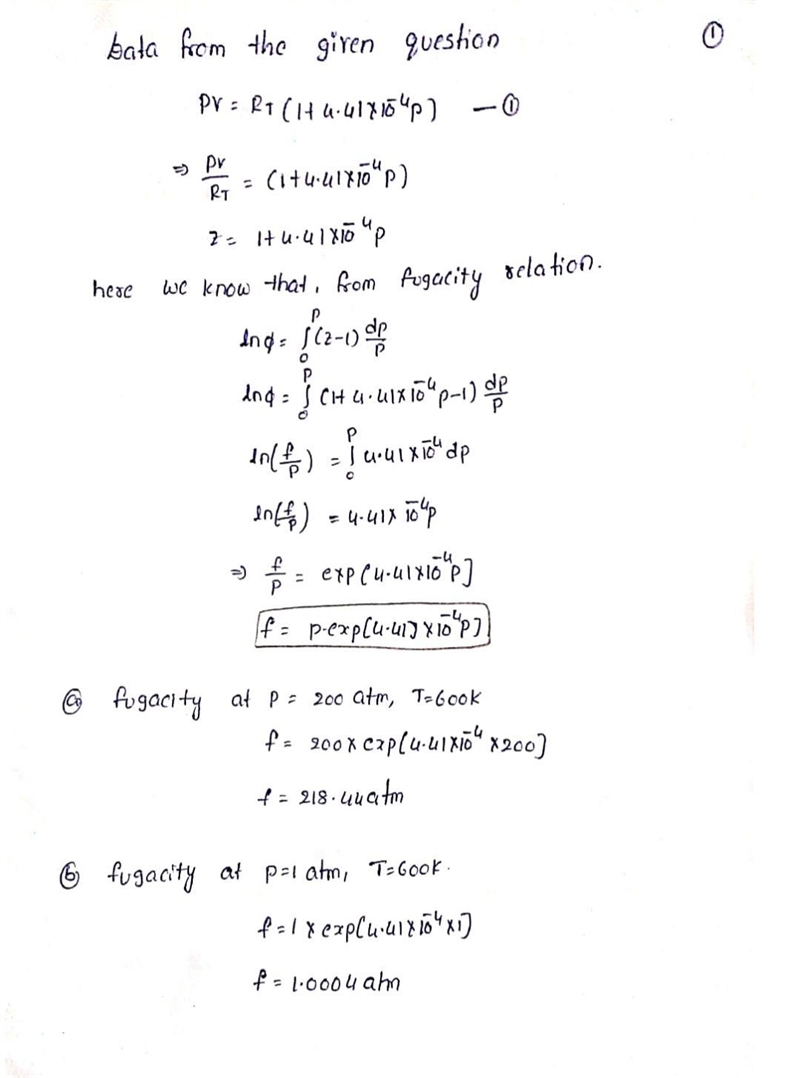 The virial equation for nitrogen gas is PV=RT(1+4.41×10-4P). Using the virial equation-example-1