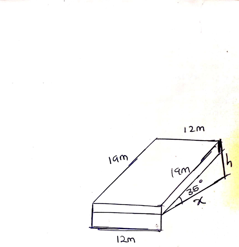 A rectangular plate with a width of 19 m and a height of 12 m is located 4 m below-example-2