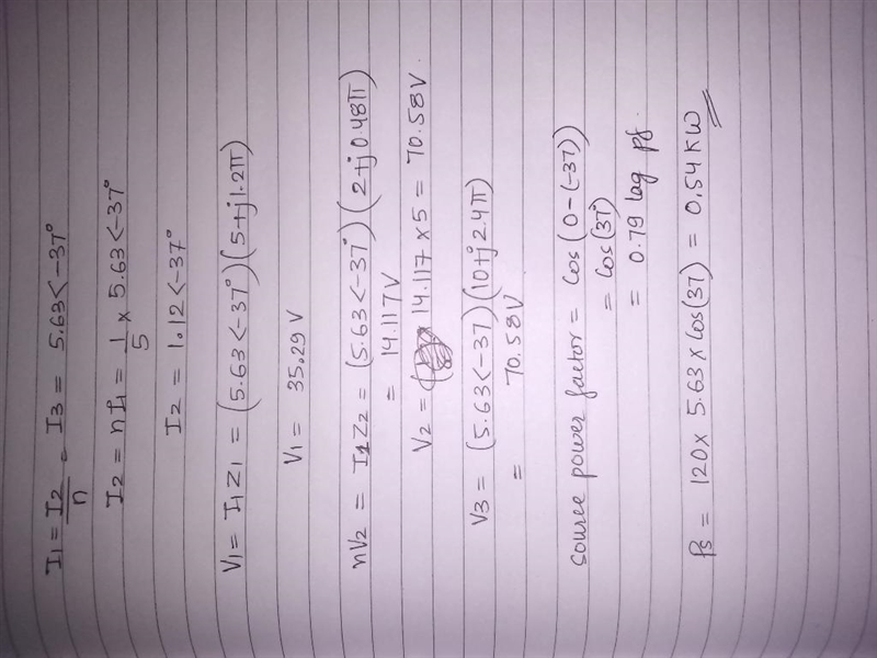 (3) In the following power system, the transformer is assumed to be ideal. Determine-example-2