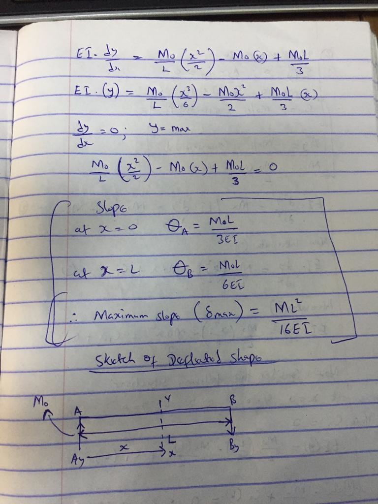 Determine the maximum slope and maximum deflection of the simply supported beam subjected-example-3