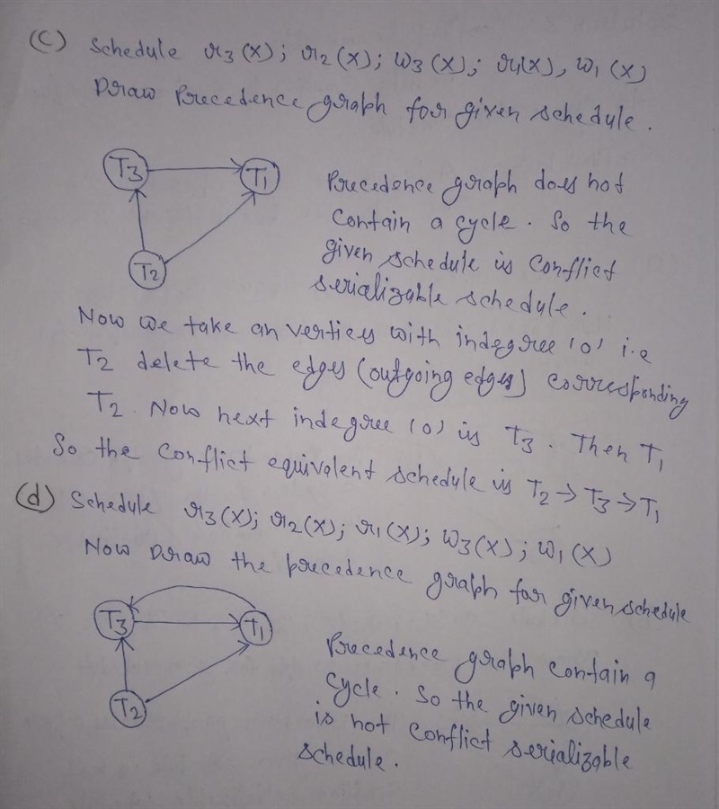 Which of the following schedules is (conflict) serializable? For each serializable-example-2