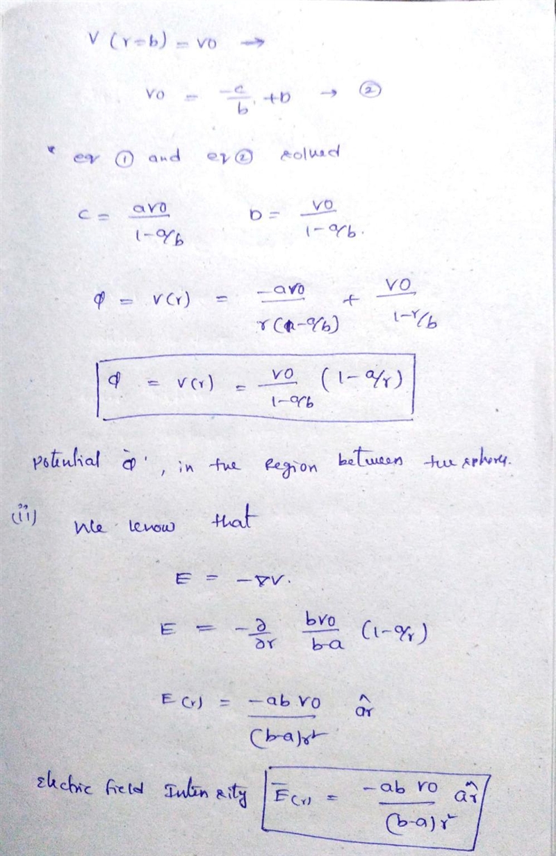 A spherical capacitor, constructed of two concentric conducting spheres, is filled-example-2