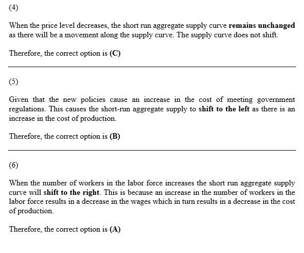 Determine whether the following changes cause short-run aggregate supply curve to-example-1