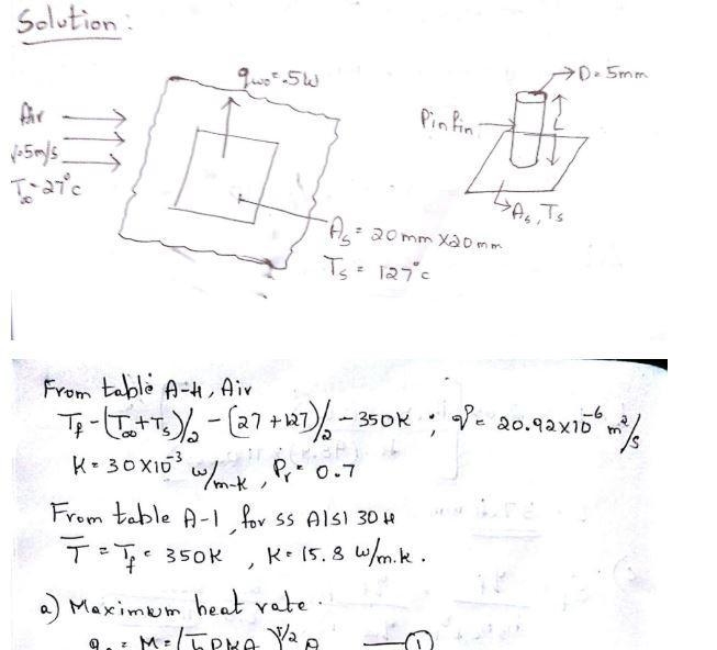 Air at 27°C and a velocity of 5 m/s passes over the small region As (20 mm × 20 mm-example-1