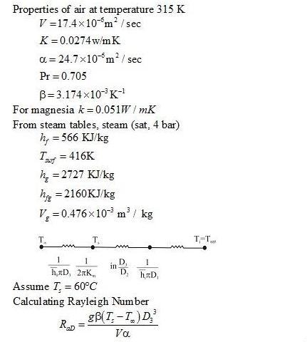 1. Saturated steam at 4 bars absolute pressure with a mean velocity of 3 m/s flows-example-1