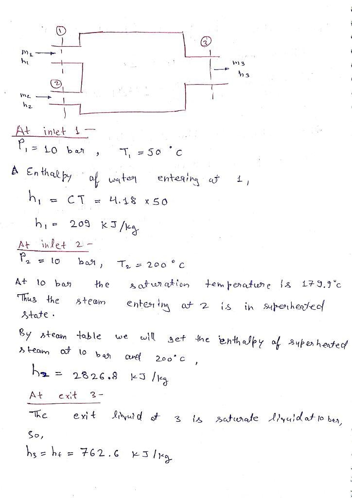 n open feedwater heater operates at steady state with liquid water entering inlet-example-1