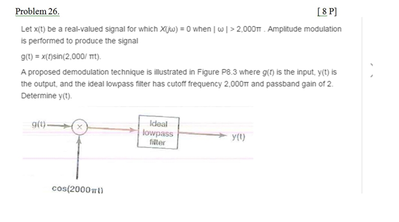 Let be a real-valued signal for which when . Amplitude modulation is preformed to-example-1