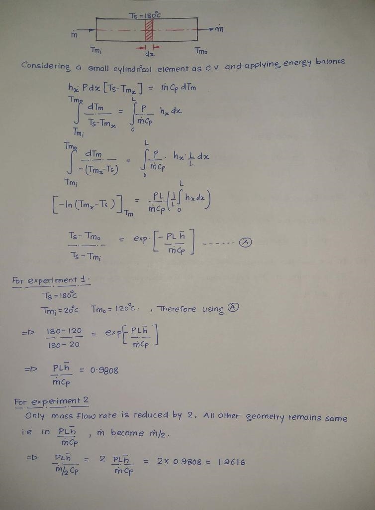 Two experiments were conducted on fully developed laminar flow through a tube. In-example-1