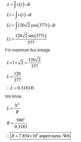 A 500 turn coil is wound on an iron core. When a 120Vrms 60Hz voltage is applied to-example-2