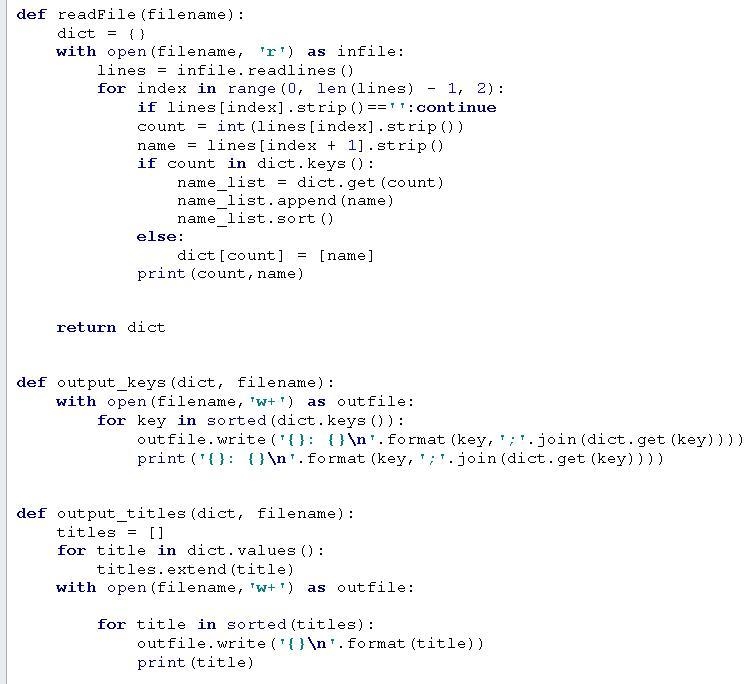 PYTHONSorting TV Shows (dictionaries and lists)Write a program that first reads in-example-1