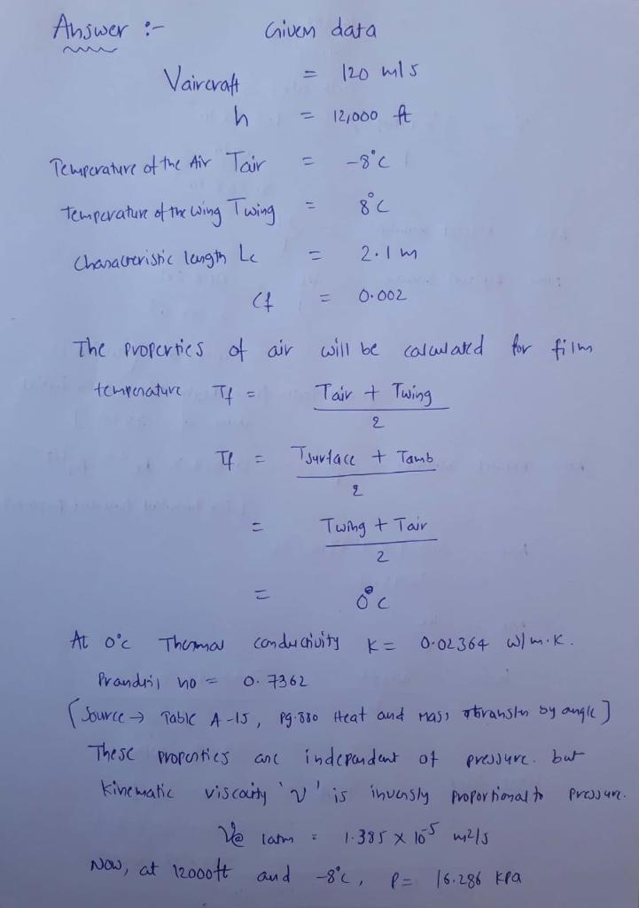 At high altitude air temperature is low and ice formation on wings can cause serious-example-1