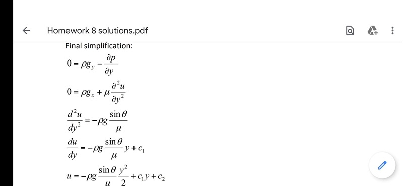 A liquid flows down an inclined plane surface in a steady, full developed laminar-example-3