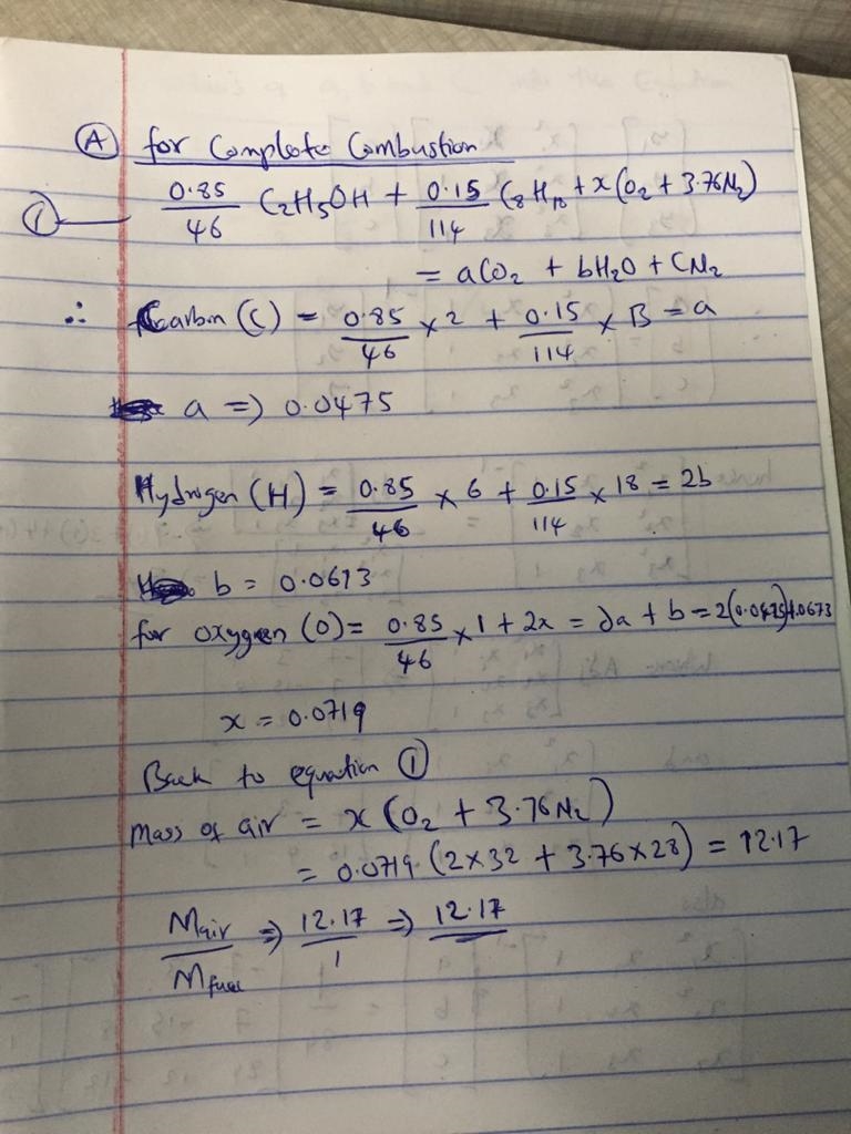 An automotive fuel has a molar composition of 85% ethanol (C2H5OH) and 15% octane-example-1