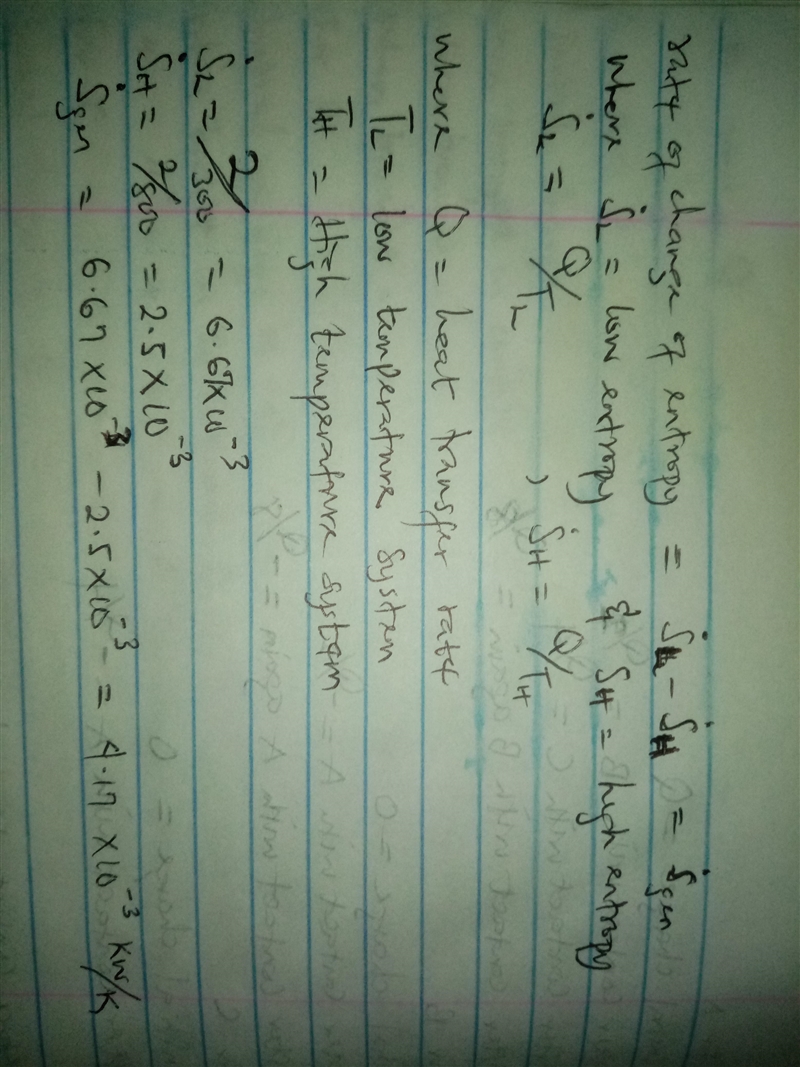 Heat is transferred at a rate of 2 kW from a hot reservoir at 800 K to a cold reservoir-example-1