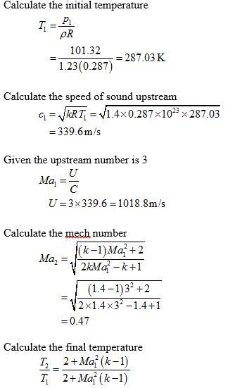 Consider a normal shock wave in air. The upstream conditions are given by M1=3, p-example-1