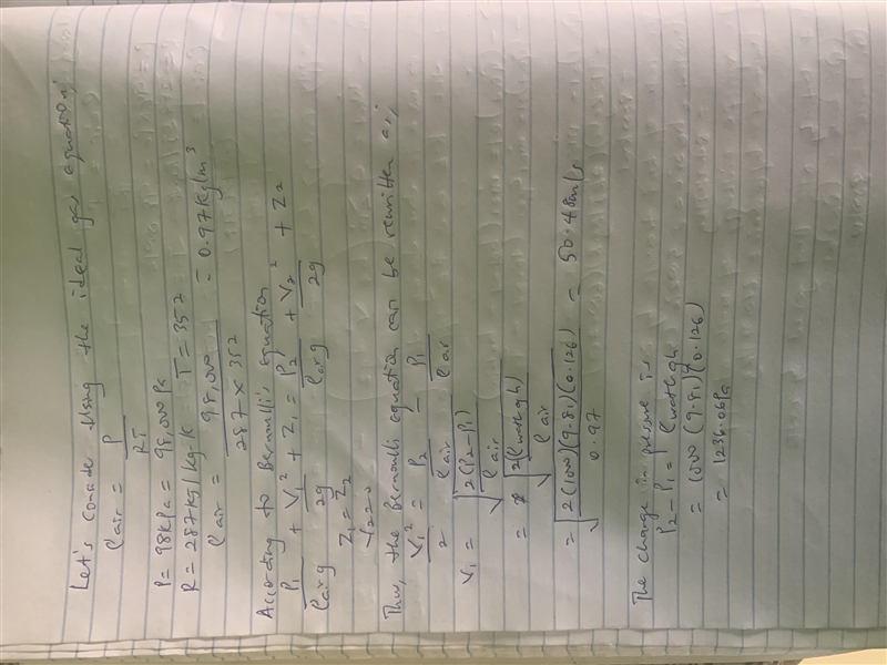 The air velocity in the duct of a heating system is to be measured by a Pitot-static-example-1