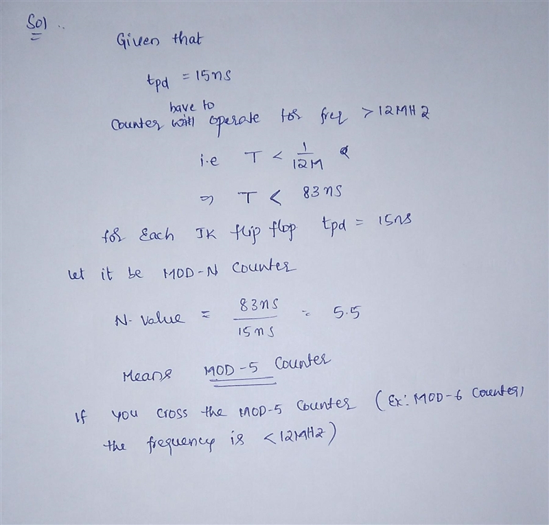 The clock period of a ripple counter must be longer than the total propagation delays-example-1