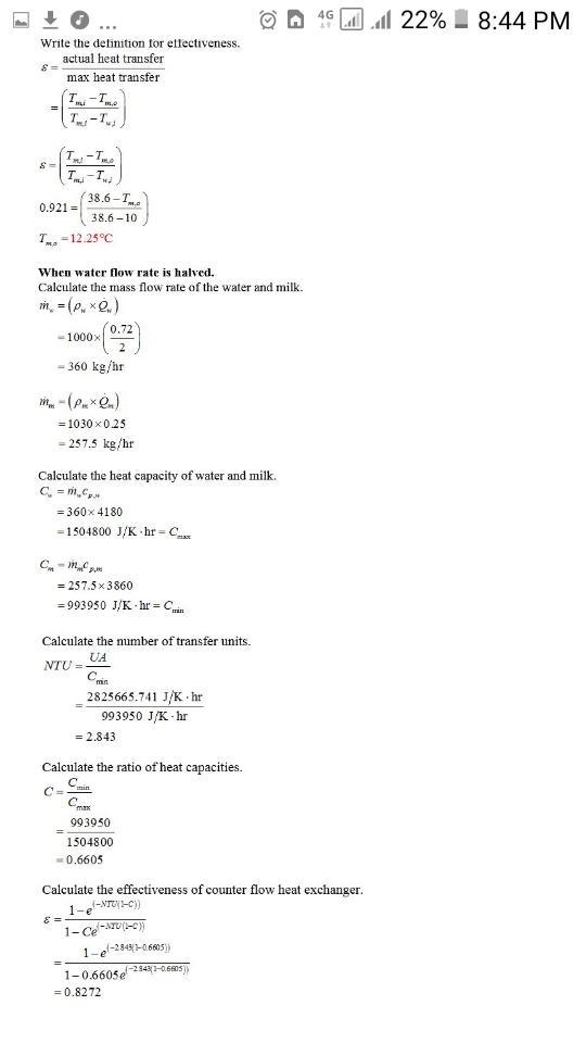 In a dairy operation, milk at a flow rate of 250 L/h and a cow-body temperature of-example-3