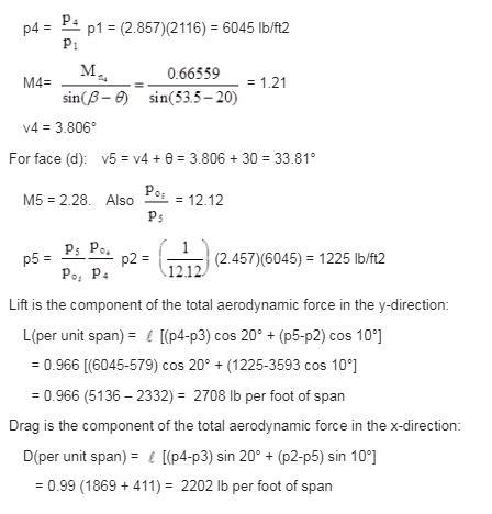 Using shock-expansion theory, calculate the lift and drag (in pounds) on a symmetric-example-2