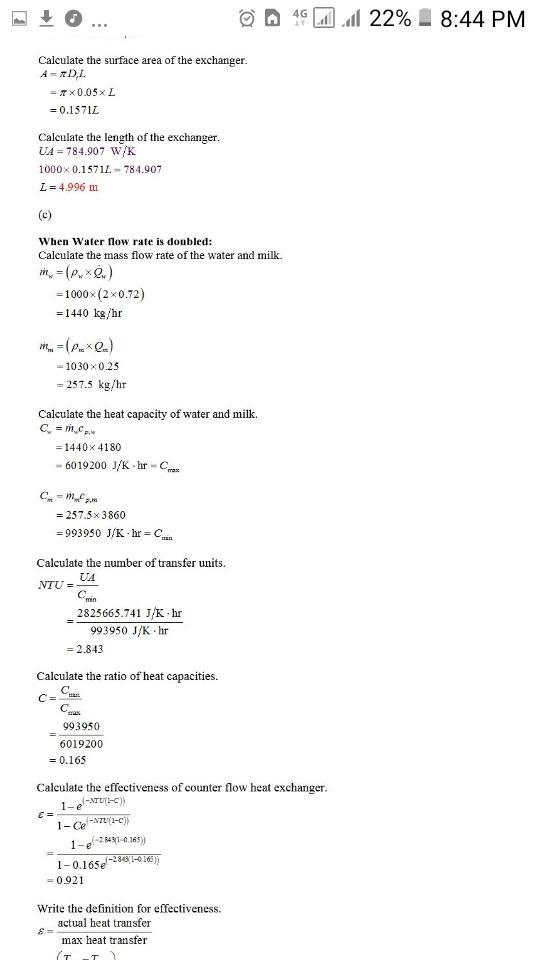 In a dairy operation, milk at a flow rate of 250 L/h and a cow-body temperature of-example-2