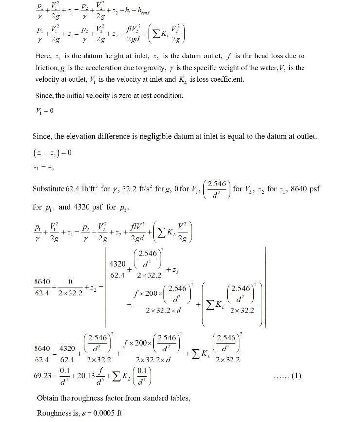 A certain process requires 2.0 cfs of water to be delivered at a pressure of 30 psi-example-2