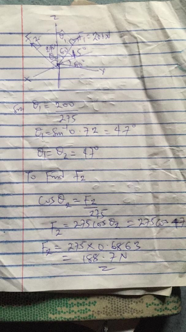 Determine the magnitude and direction angles of F2, so that the resultant of the two-example-1