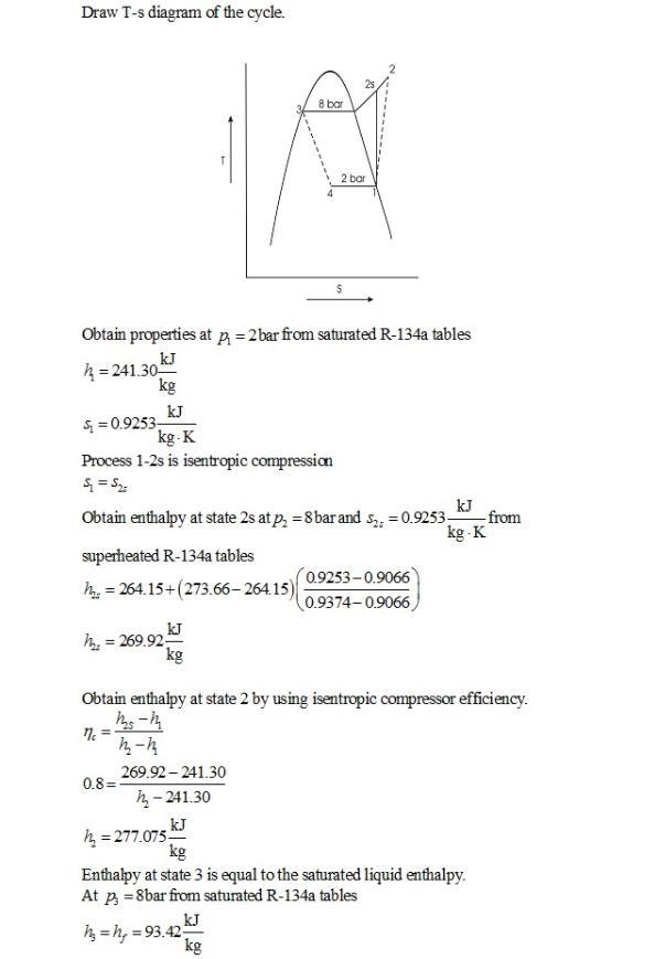 A vapor-compression refrigeration cycle operates at steady state with Refrigerant-example-1