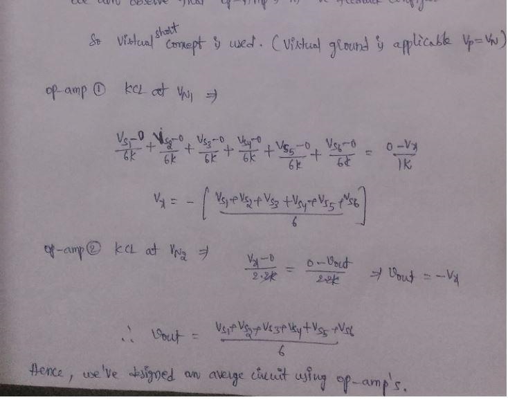 Design an op amp circuit to average the input of six sensors used to measure temperature-example-2