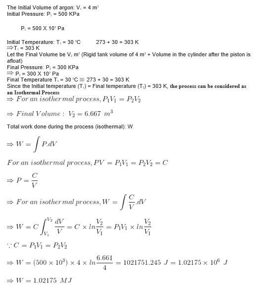 A rigid tank with a volume of 4 m^3 contains argon at 500 kPa and 30 deg C. It is-example-1